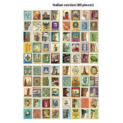 Hand Painted Paris London Stamp Stickers Journal Diary Decorations