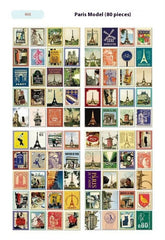 Hand Painted Paris London Stamp Stickers Journal Diary Decorations
