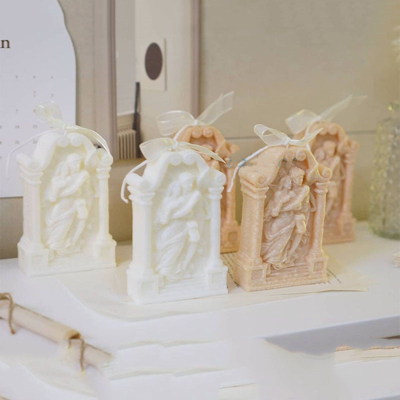 Ancient Greek Couple Angel Aromatherapy Gypsum Candle Chocolate Baking Cake Decorating Silicone Mold