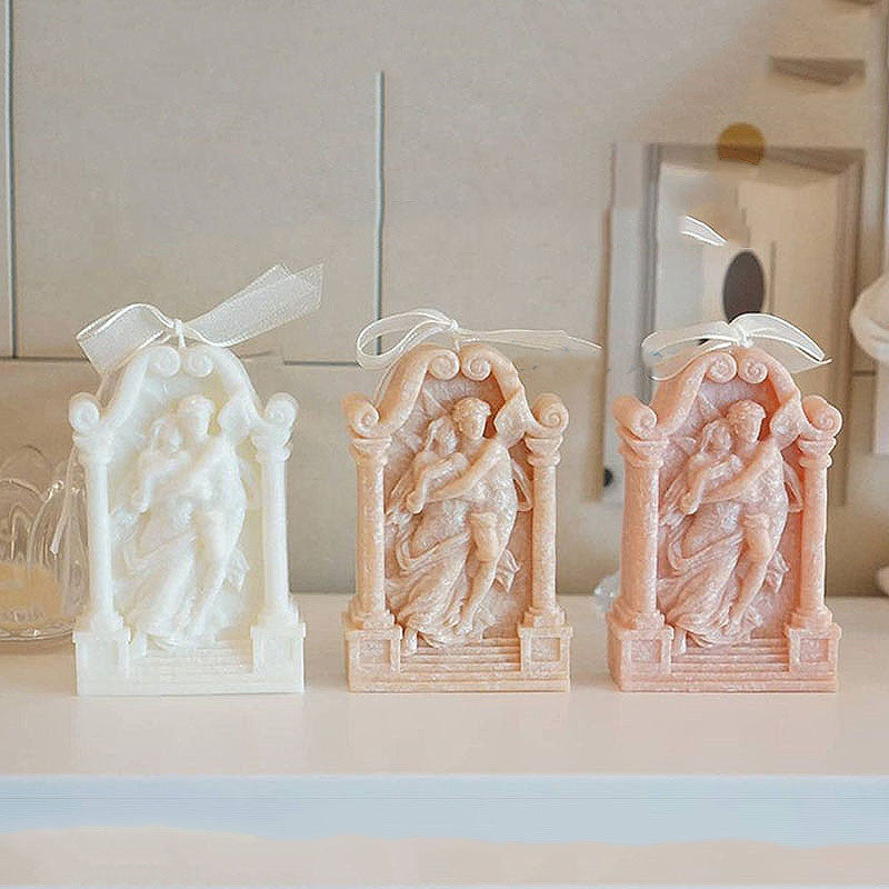 Ancient Greek Couple Angel Aromatherapy Gypsum Candle Chocolate Baking Cake Decorating Silicone Mold