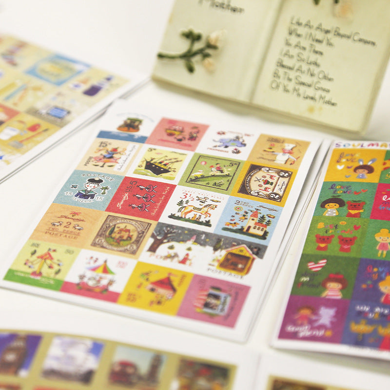 Hand Painted Paris London Stamp Stickers Journal Diary Decorations